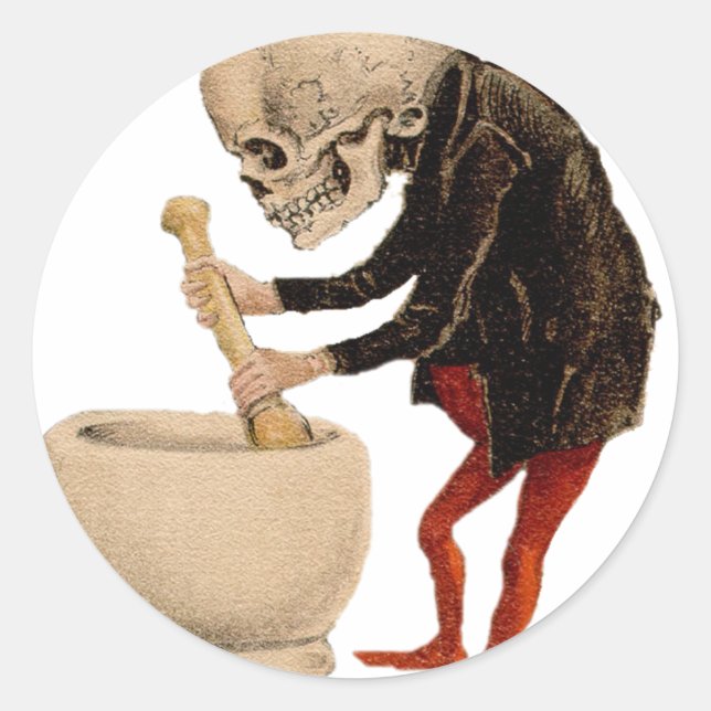 Pegatina Redonda Farmacia esquelética (Anverso)