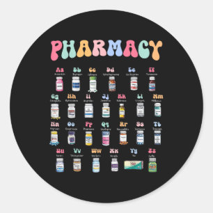 Pegatina Redonda Farmacia Médico Alfabeto De Farmacia