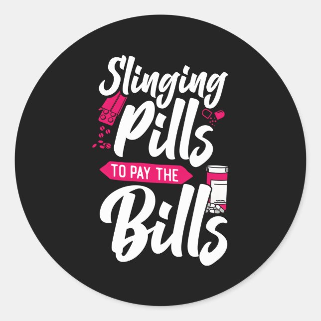 Pegatina Redonda Farmacia Técnico Farmacéutico Estudiante Slingi (Anverso)