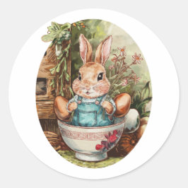 Pegatina Redonda Farmcore Ramen Bunny