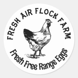 Pegatina Redonda Farmhouse Hen | Huevo
