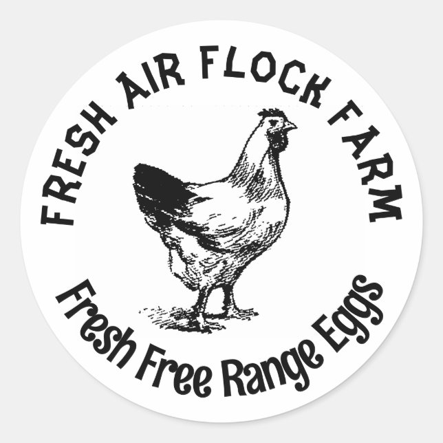 Pegatina Redonda Farmhouse Hen | Huevo (Anverso)