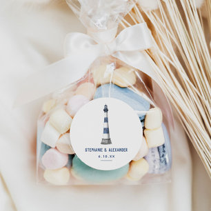 Pegatina Redonda Faro blanco azul