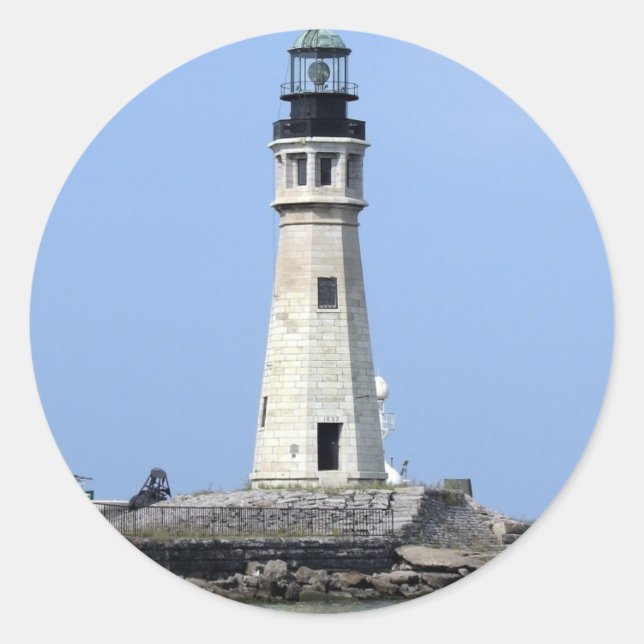 Pegatina Redonda Faro - Búfalo, Nueva York (Anverso)