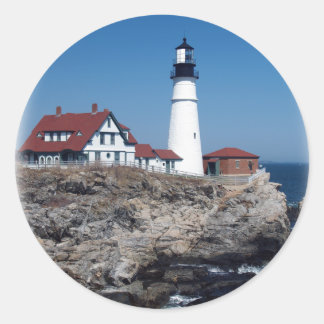 Pegatina Redonda Faro de cabeza de Portland
