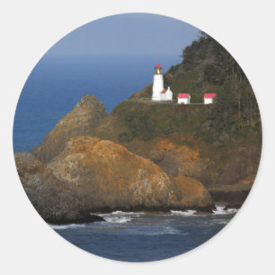 Pegatina Redonda Faro de Heceta Head, Cape Creek, Oregon, EE. UU.