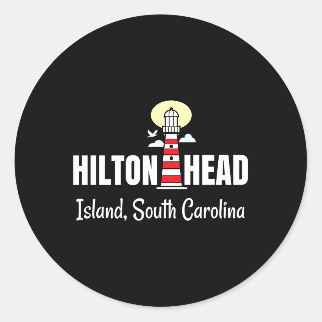 Pegatina Redonda Faro de Hilton Head Island South Carolina (Anverso)