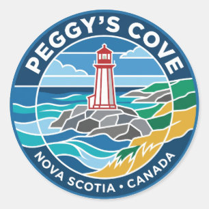 Pegatina Redonda Faro de Peggy's Cove Canadá