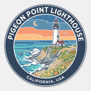 Pegatina Redonda Faro de Pigeon Point EE. UU.