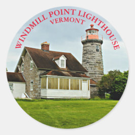 Pegatina Redonda Faro de Windmill Point, Pegatinas de Vermont Round