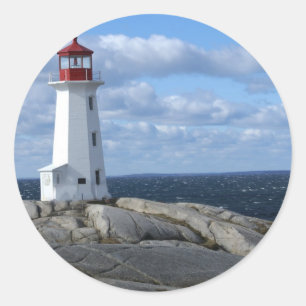 Pegatina Redonda Faro en Peggy's Cove