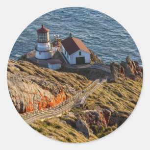 Pegatina Redonda Faro en Point Reyes National Seashore