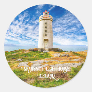 Pegatina Redonda Faro Skarsviti, Islandia
