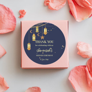 Pegatina Redonda faroles marroquíes noche estrellada Mehndi persona