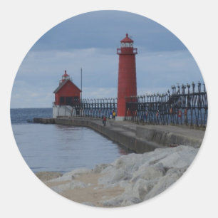 Pegatina Redonda Faros de Grand Haven