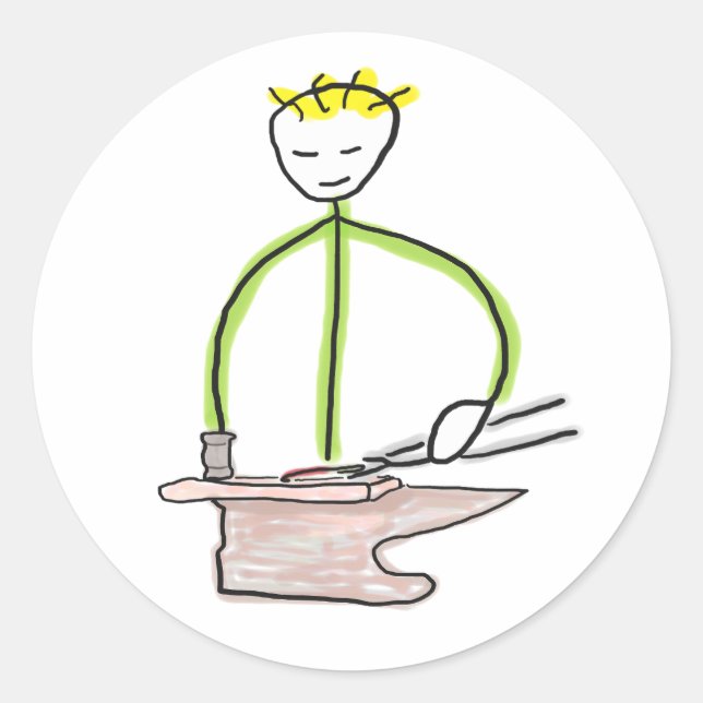 Pegatina Redonda Farrier Stickman (Anverso)