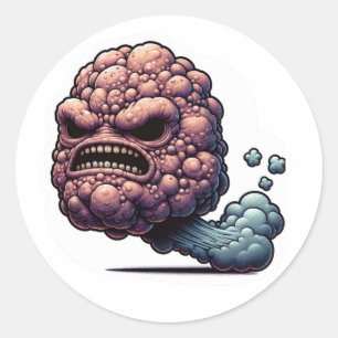 Pegatina Redonda Fart Comico Furioso