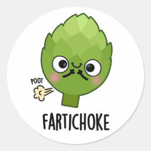 Pegatina Redonda Fartichoke Funny Farting Artichoke Pun
