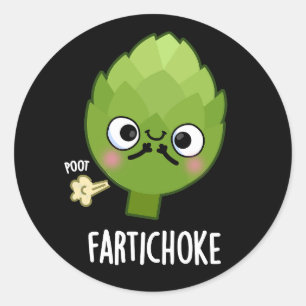Pegatina Redonda Fartichoke Funny Farting Artichoke Pun Dark BG