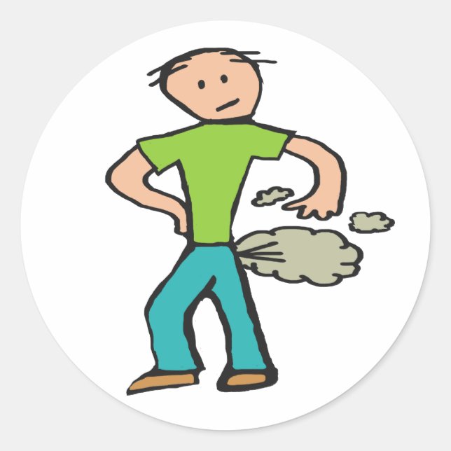 Pegatina Redonda Farting Man (Anverso)