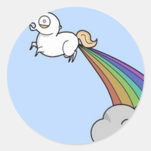 Pegatina Redonda Farting Unicorn