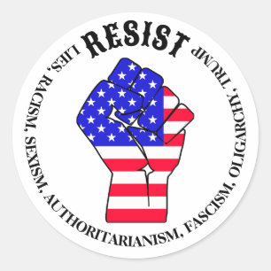Pegatina Redonda Fascismo resistente, oligarquía y antiTrump