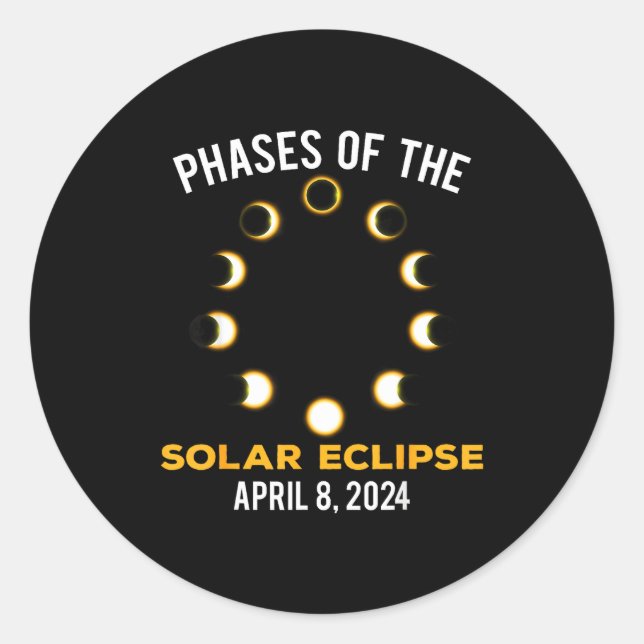 Pegatina Redonda Fases de eclipse solar Eclipse solar (Anverso)