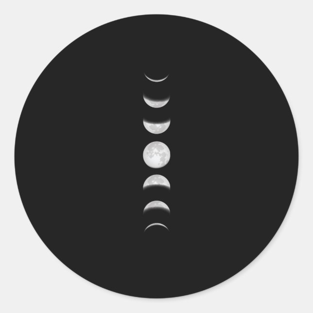 Pegatina Redonda Fases de la Luna (Anverso)