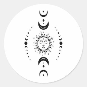 Pegatina Redonda Fases de sol y luna