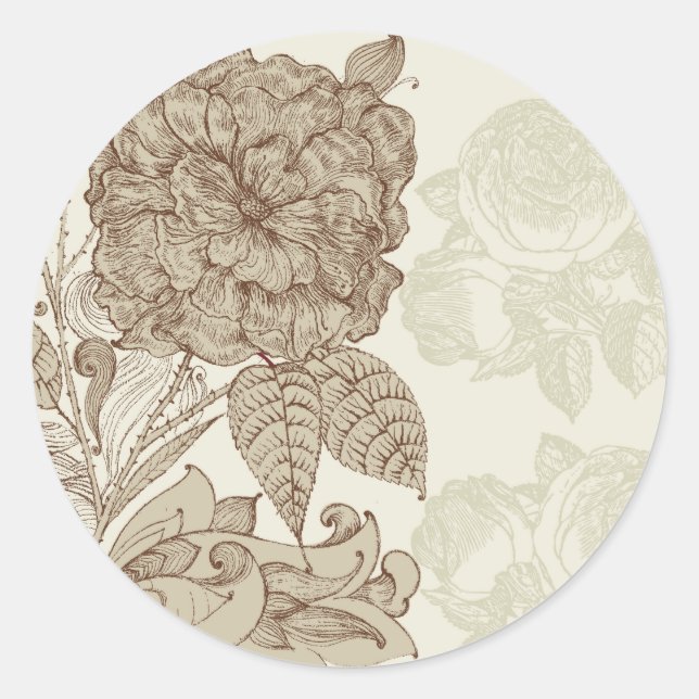 Pegatina Redonda Fashion floral retro elegante de Guay (Anverso)