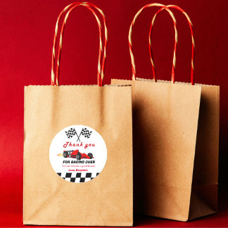 Pegatina Redonda Fast Race Car Boy Gracias Cumpleaños