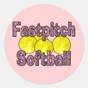 Pegatina Redonda Fastpitch Softball Zebra Style