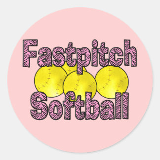 Pegatina Redonda Fastpitch Softball Zebra Style