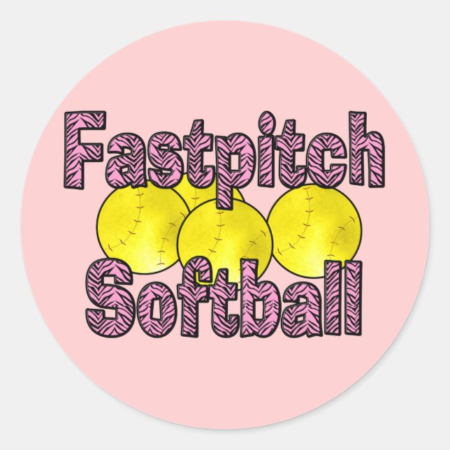 Pegatina Redonda Fastpitch Softball Zebra Style (Anverso)