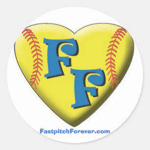 Pegatina Redonda FastpitchForever.com Logotipo del corazón