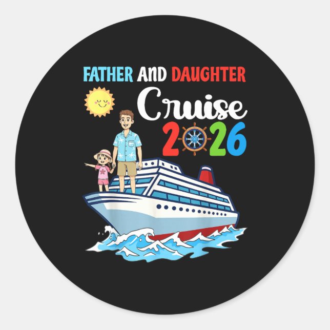 Pegatina Redonda Father &amp; Daughter Cruise 2026 Family Vacation  (Anverso)