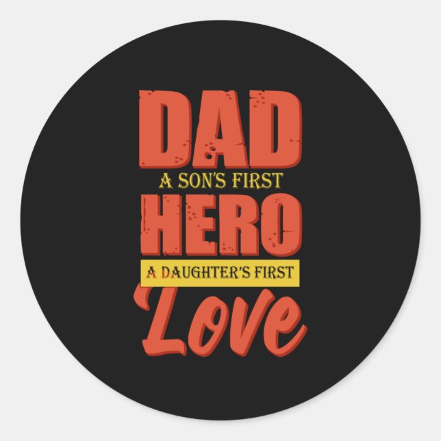 Pegatina Redonda Father Gift | Dad Hero Love (Anverso)