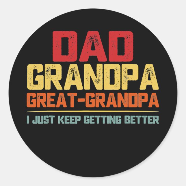 Pegatina Redonda Fathers Day Gift From Grandkids Dad Grandpa Great (Anverso)