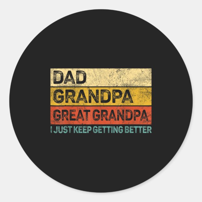 Pegatina Redonda Fathers Day Gift From Grandkids Dad Grandpa Great  (Anverso)