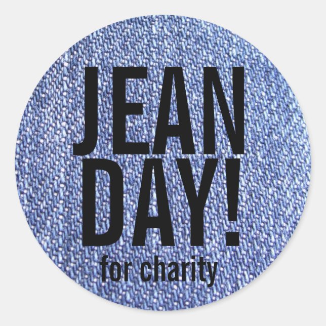 Pegatina Redonda Faux Blue Jeans Pegatinas del Día Casual (Anverso)