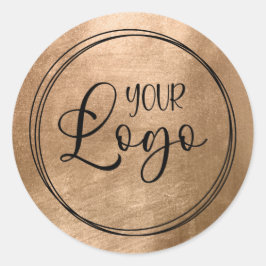 Pegatina Redonda Faux Copper Gold Foil Your Logo