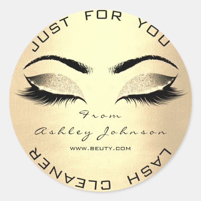 Pegatina Redonda faux Gold Beauty Salon Purpurina Eyes Lash Cleaner (Anverso)