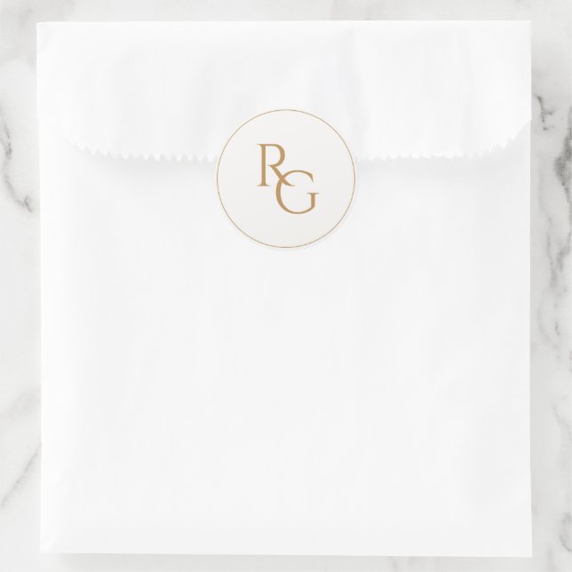 Pegatina Redonda Faux Gold | Chic Simple Initials  (Bolso)