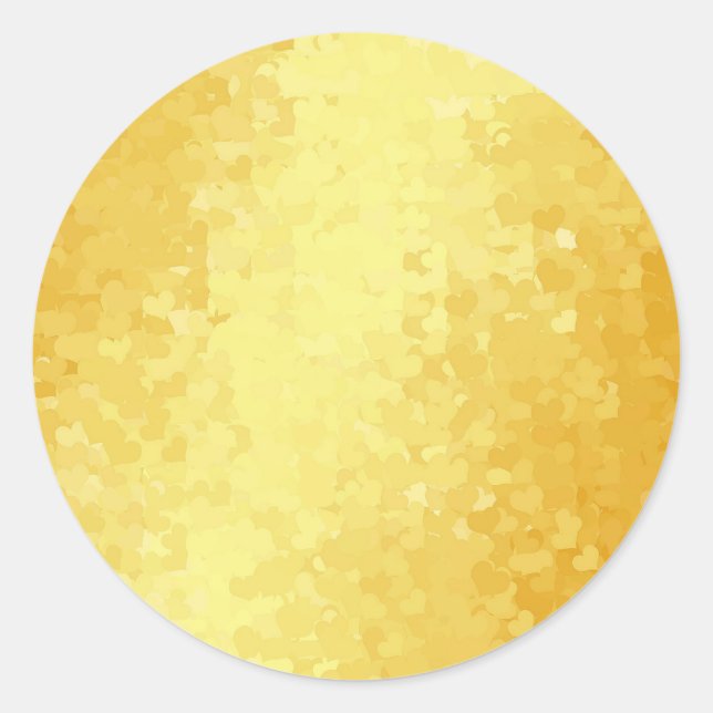 Pegatina Redonda Faux Gold Hearts Glamour Blank Template Elegant (Anverso)