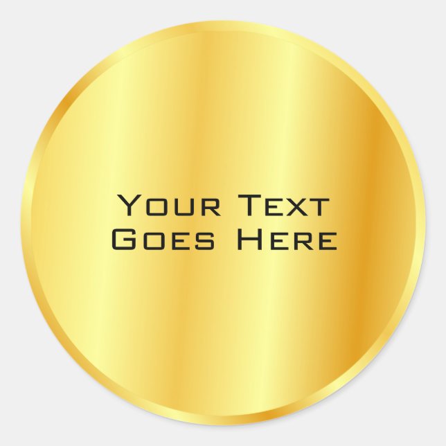 Pegatina Redonda Faux Gold Metallic Look Añadir tu Personalizado de (Anverso)