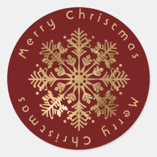 Pegatina Redonda Faux Gold Snowflake Elegant Navidades Class