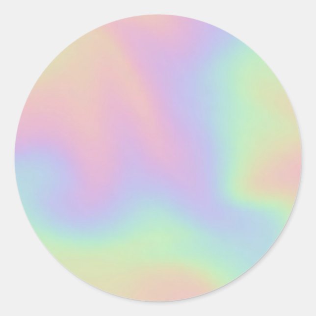 Pegatina Redonda Faux Holographic Pastel Personalizado Trendy Class (Anverso)