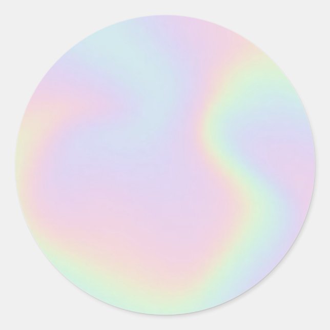 Pegatina Redonda Faux Holographic Pastel Personalizado Trendy Class (Anverso)