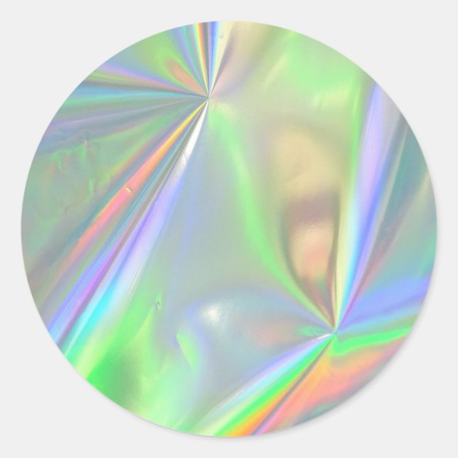 Pegatina Redonda Faux Holographic Personalizado Trendy (Anverso)