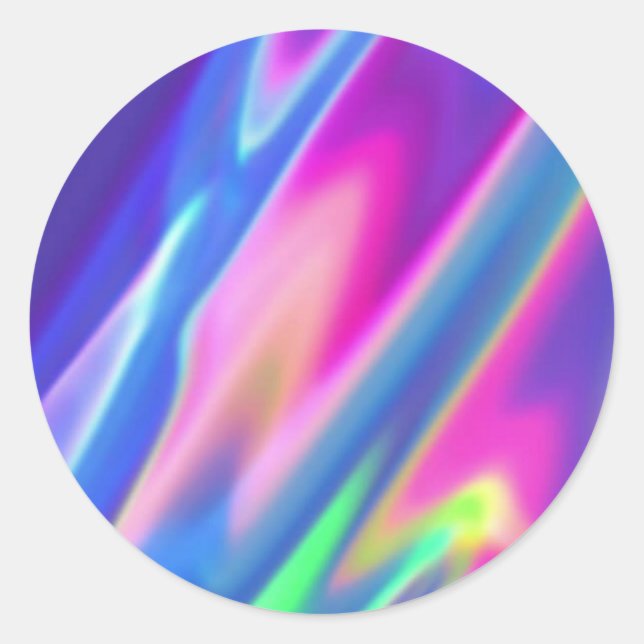 Pegatina Redonda Faux Holographic Pink Purple Personalizado Trendy (Anverso)